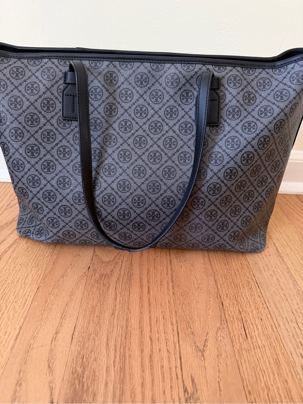Tory Burch Gray T monogram zipper canvas tote - Picture 3 of 11